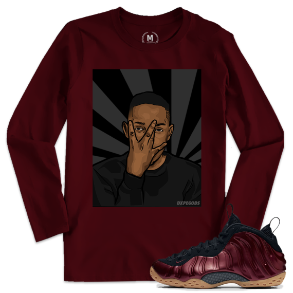 Match Maroon Foamposite | Kendrick Lamar | Maroon Long Sleeve T shirt