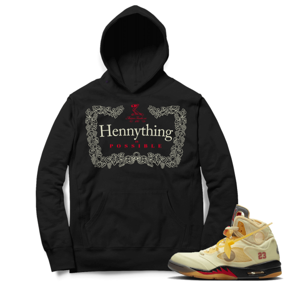 OFF White Jordan 5 Sail Sneaker Hoodies - Black - Hennything