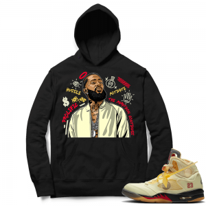 OFF White Jordan 5 Sail Sneaker Hoodies - Black - Nipsey Tribute