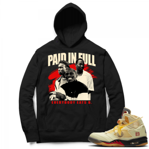 OFF White Jordan 5 Sail Sneaker Hoodies - Black - Paid In Full Vintage Movie