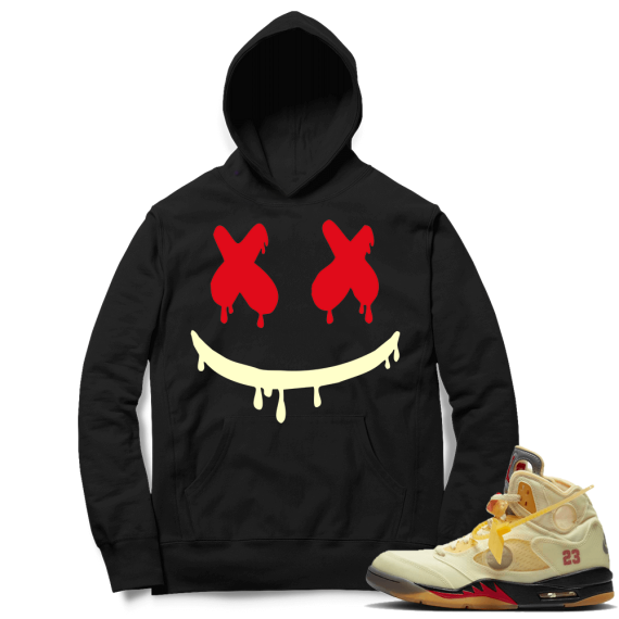 OFF White Jordan 5 Sail Sneaker Hoodies - Black - Smiley Drip