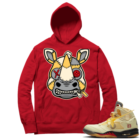 OFF White Jordan 5 Sail Sneaker Hoodies - Red - Misunderstood Rhino