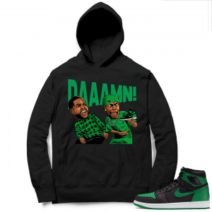 Pine Green 1s Hoodie Black - DAAAMN