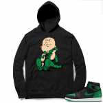 Pine Green 1s Hoodie Black - Designer Charlie