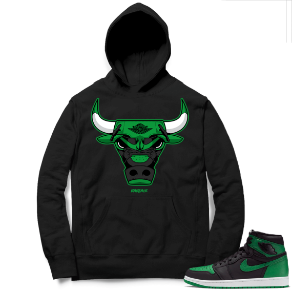 Pine Green 1s Hoodie Black - Rare Air Bull