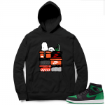 Pine Green 1s Hoodie Black - Sneakerhead Snoopy