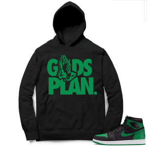 Pine Green 1s Hoodie Black - Gods Plan