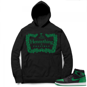 Pine Green 1s Hoodie Black - Hennything