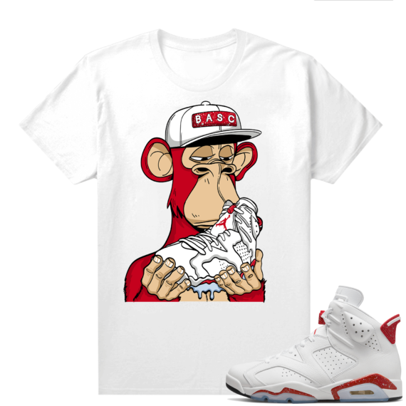 Red Oreo 6s Shirts - White Bored Ape Drippy 6s