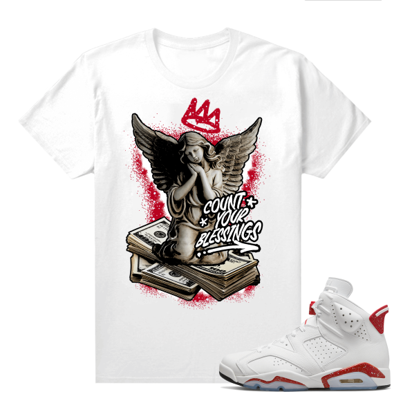 Red Oreo 6s Shirts - White Count your Blessings