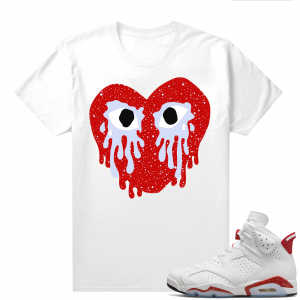 Red Oreo 6s Shirts - White Crying Heart Drip