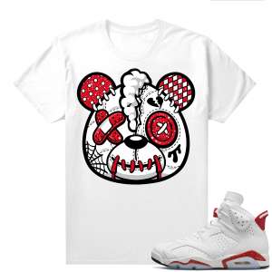 Red Oreo 6s Shirts - White Heart Break Bear