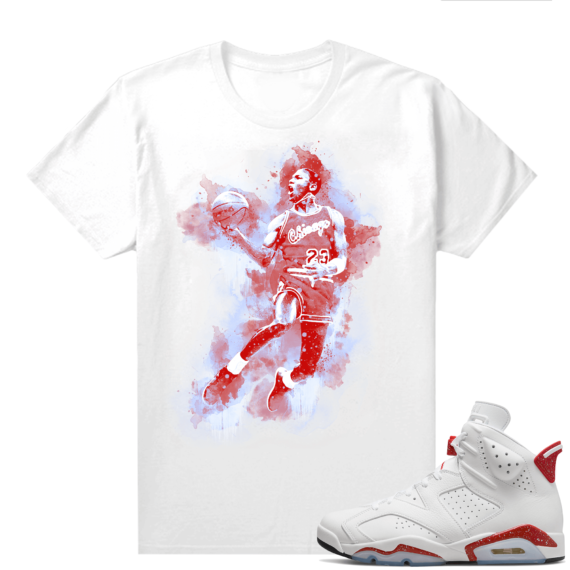 Red Oreo 6s Shirts - White MJ Watercolor