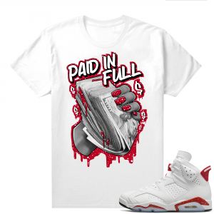 Red Oreo 6s Shirts - White Paid In Full