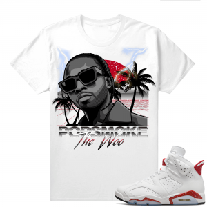 Red Oreo 6s Shirts - White Pop Smoke Paradise