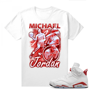 Red Oreo 6s Shirts - White Retro MJ