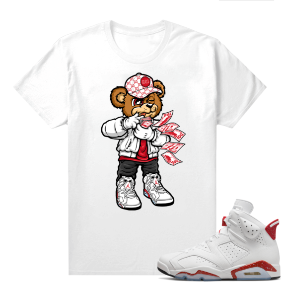 Red Oreo 6s Shirts - White Rich Bear