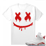 Red Oreo 6s Shirts - White Smiley Drip