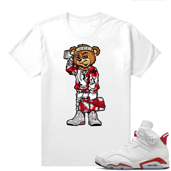 Red Oreo 6s Shirts - White Soulja Bear