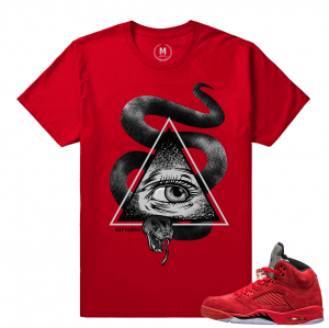 Retro 5 shirts Red Suede - Watch For Snakes - Red