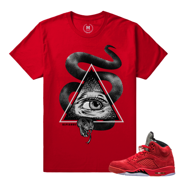 Retro 5 shirts Red Suede - Watch For Snakes - Red