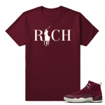 Retro Jordan 12 Bordeaux Sneaker tees 'Country Club Rich' T shirt Maroon