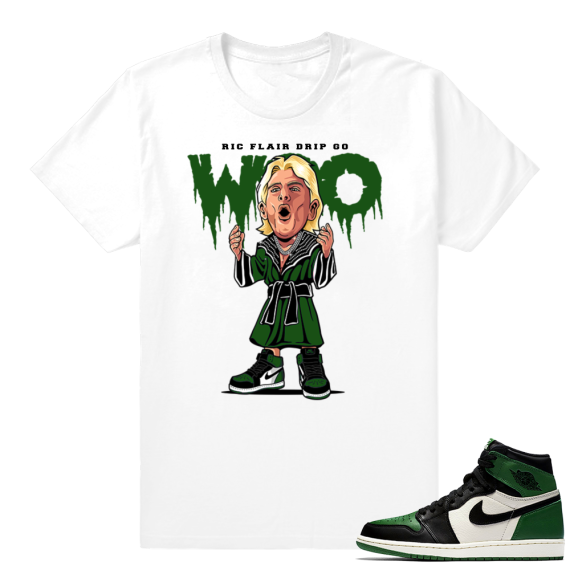 Ric Flair Drip Jordan 1 Pine Green | White shirt