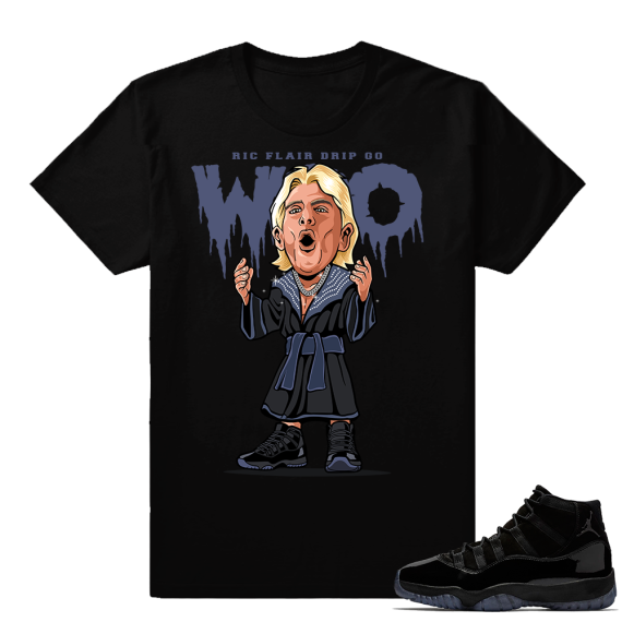 Ric Flair Drip Shirt Jordan 11 Cap and Gown  Black tee