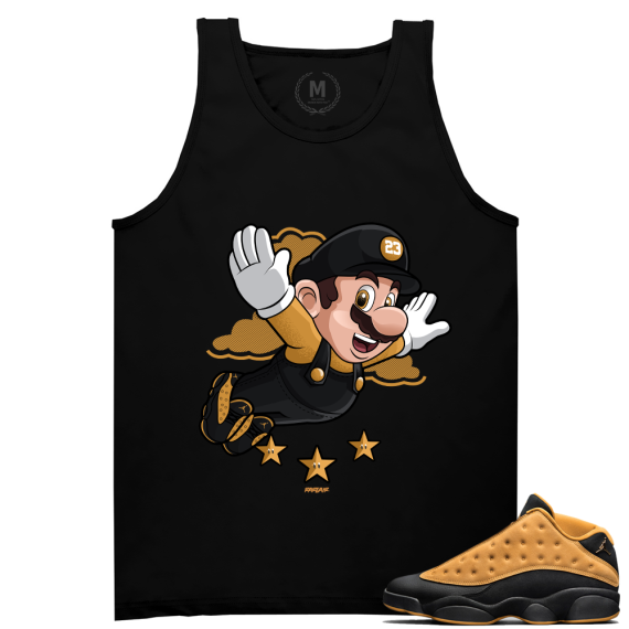 Match Air Jordan 13 Chutney | Fly Mario | Black Tank Tee