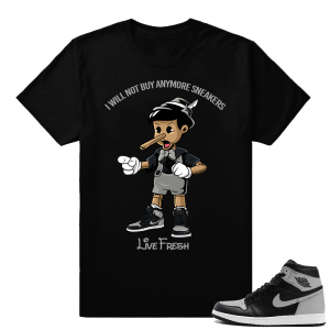 Shirt match Air Jordan 1 Retro OG Shadow  Sneakerhead Pinocchio  Black Tee