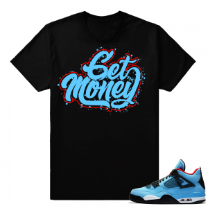 Shirt match Jordan 4 Cactus Jack  Get Money  Black tee