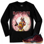 Match Maroon Foamposite | Iron Maiden Eddie Skull | Black Long Sleeve T shirt