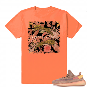 Yeezy 350 Clay | Leopard Floral | Hyper Orange Shirt