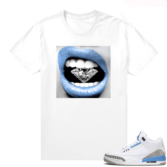 Shirts for Jordans UNC 3 - White Tees - Diamond Lips