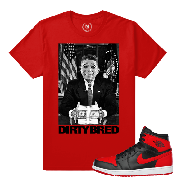 Match Banned 1s Jordan Retro | Dirty Bred | Red T shirt