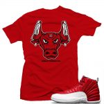 Match Gym Red 12 Jordan Retros | Two Three Bull | Red T shirt