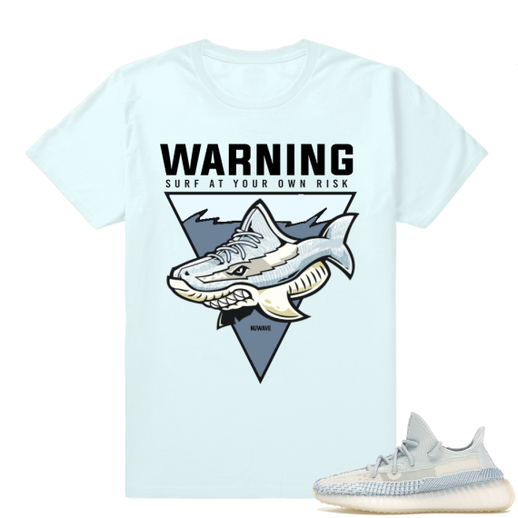 Yeezy Cloud White | Surf Warning | Light Blue Shirt