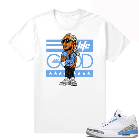 Shirts matching Jordans UNC 3 - White Tee - Life is Good