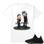 Yeezy Boost 350 V2 Black | Get Schwifty | White Shirt