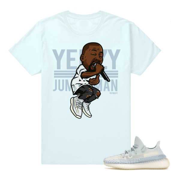 Yeezy Cloud White | Yeezy Over Jumpman | Light Blue Shirt