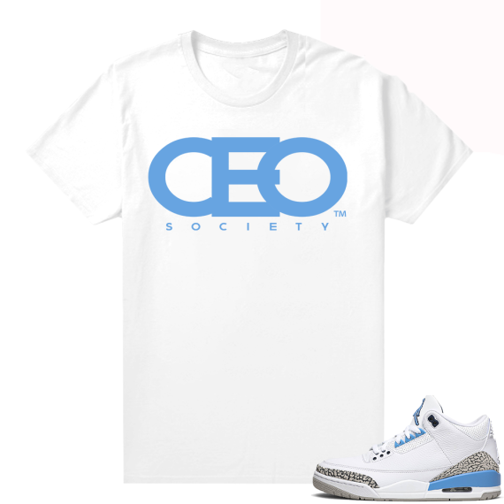 Shirts to match Jordans UNC 3s - White Tee - CEO Society