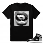 Shirts to match Shadow 1 Jordan Retro  Diamond Lips  Black Tee