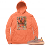 Yeezy 350 Clay | Basquiat Street art | Bright Orange Hoodie