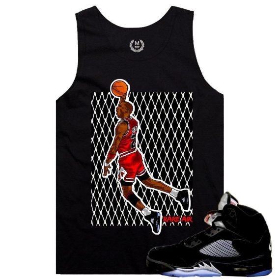 Match Jordan 5 Black Metallic OG | Rare Air in the 5s| Black Tank Tee