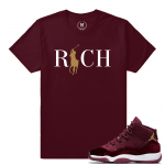 Match Jordan 11 Velvet GS | Country Club Rich | Maroon T shirt