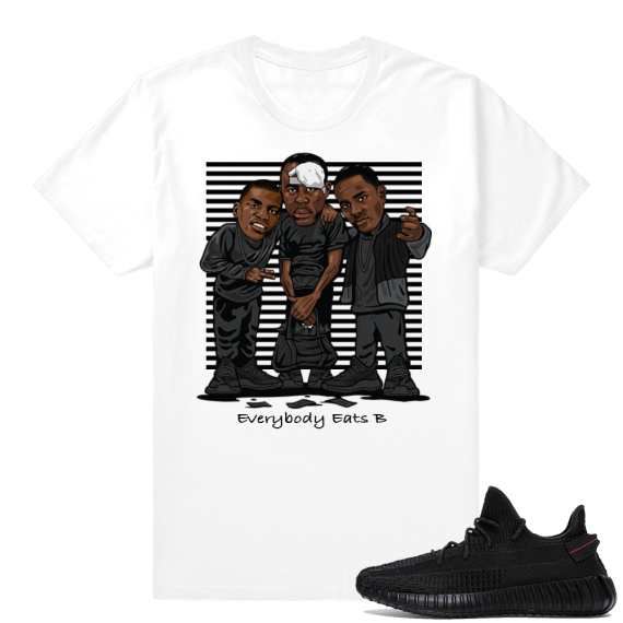 Yeezy Boost 350 V2 Black | Everybody Eats B | White Shirt