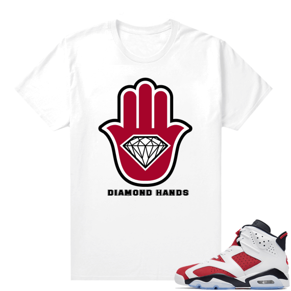 Sneaker Shirts Jordan 6 Carmine White Diamond Hands Logo