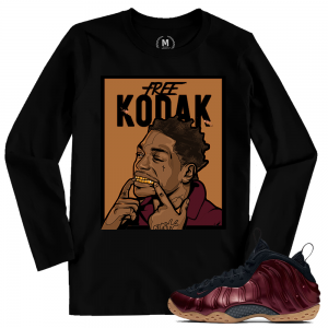 Match Maroon Foamposite | Free Kodak | Black Long Sleeve T shirt