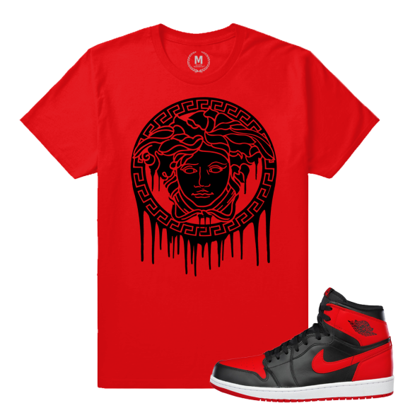 Match Banned 1s Jordan Retro | Medusa Drip | Red T shirt