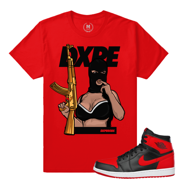 Match Banned 1s Jordan Retro | Trap Queen | Red T shirt